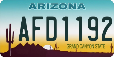 AZ license plate AFD1192