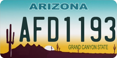 AZ license plate AFD1193
