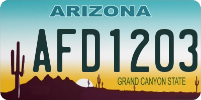 AZ license plate AFD1203