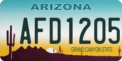 AZ license plate AFD1205