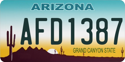 AZ license plate AFD1387