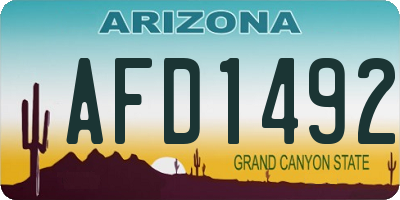 AZ license plate AFD1492