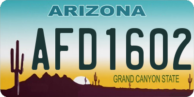 AZ license plate AFD1602