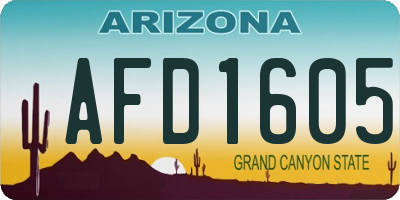 AZ license plate AFD1605