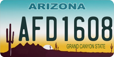 AZ license plate AFD1608