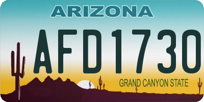 AZ license plate AFD1730