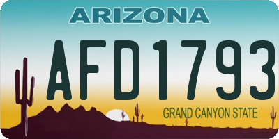 AZ license plate AFD1793