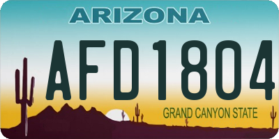 AZ license plate AFD1804