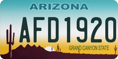 AZ license plate AFD1920