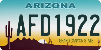 AZ license plate AFD1922