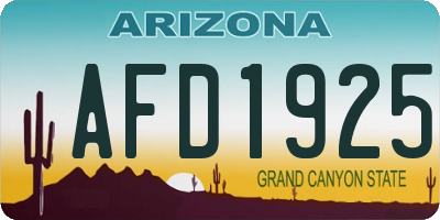 AZ license plate AFD1925