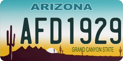 AZ license plate AFD1929