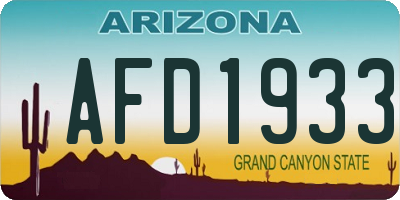 AZ license plate AFD1933