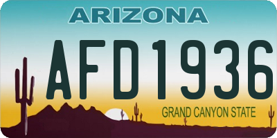 AZ license plate AFD1936