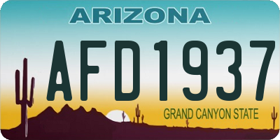 AZ license plate AFD1937