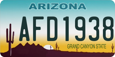 AZ license plate AFD1938