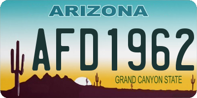 AZ license plate AFD1962