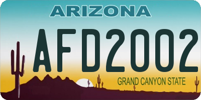 AZ license plate AFD2002