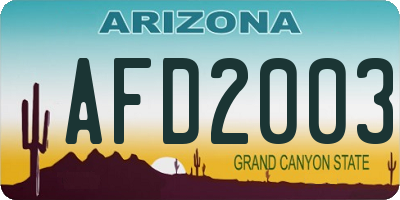 AZ license plate AFD2003