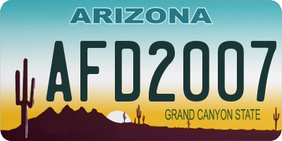 AZ license plate AFD2007