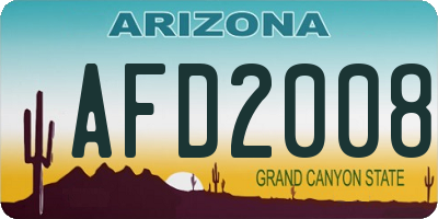 AZ license plate AFD2008