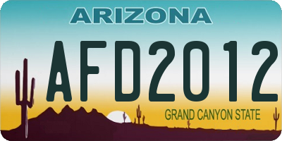 AZ license plate AFD2012