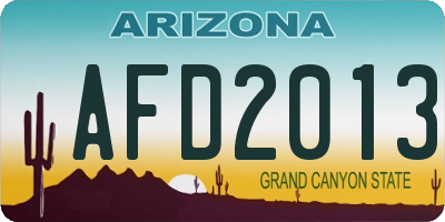 AZ license plate AFD2013