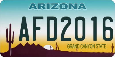 AZ license plate AFD2016