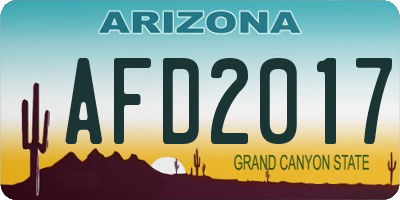 AZ license plate AFD2017