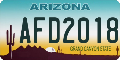 AZ license plate AFD2018