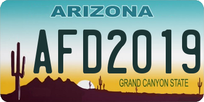 AZ license plate AFD2019