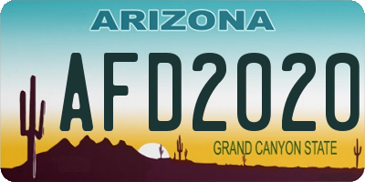 AZ license plate AFD2020