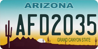 AZ license plate AFD2035