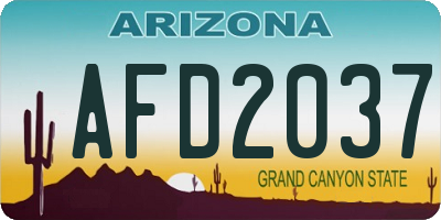 AZ license plate AFD2037