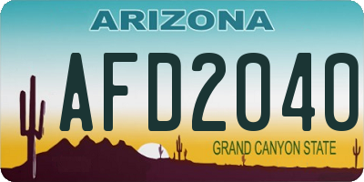 AZ license plate AFD2040