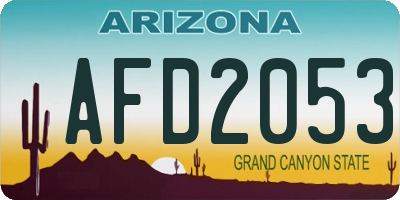 AZ license plate AFD2053