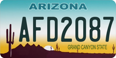 AZ license plate AFD2087