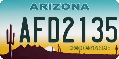AZ license plate AFD2135