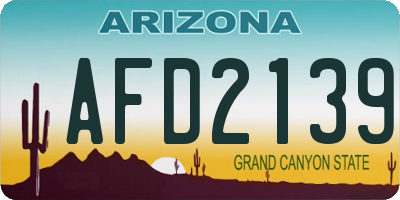 AZ license plate AFD2139