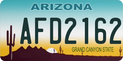 AZ license plate AFD2162