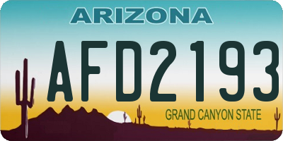 AZ license plate AFD2193