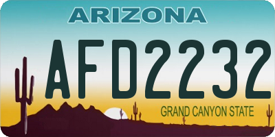 AZ license plate AFD2232