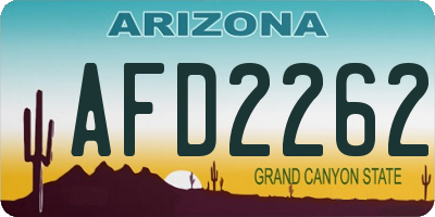 AZ license plate AFD2262
