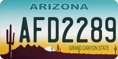 AZ license plate AFD2289