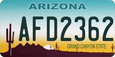 AZ license plate AFD2362