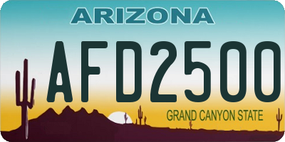 AZ license plate AFD2500
