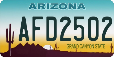 AZ license plate AFD2502