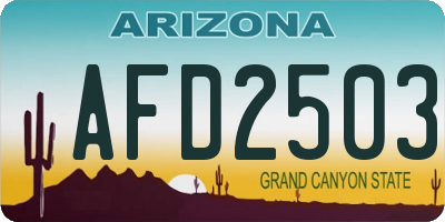AZ license plate AFD2503