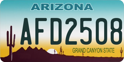 AZ license plate AFD2508