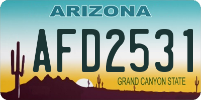 AZ license plate AFD2531